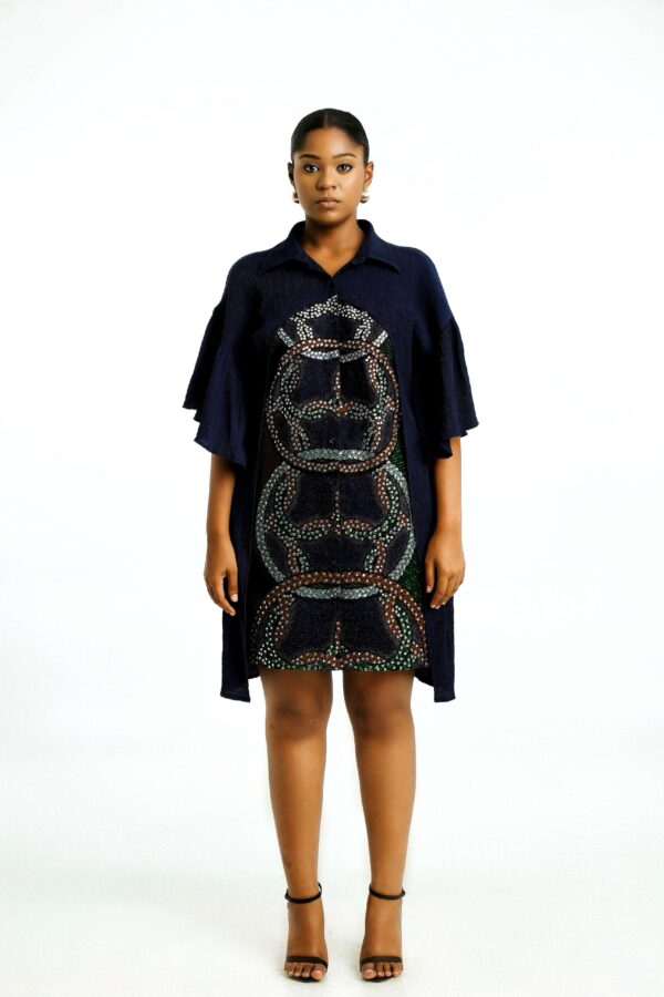 Blue Black Shirt Dress